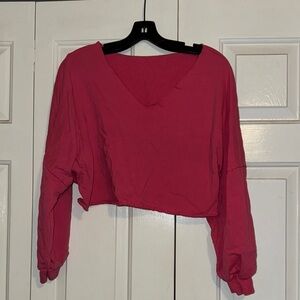 SHEIN Pink Long Sleeve Crop Blouse